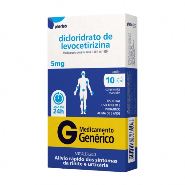 Dicloridrato De Levocetirizina 5Mg Com 10 Comprimidos