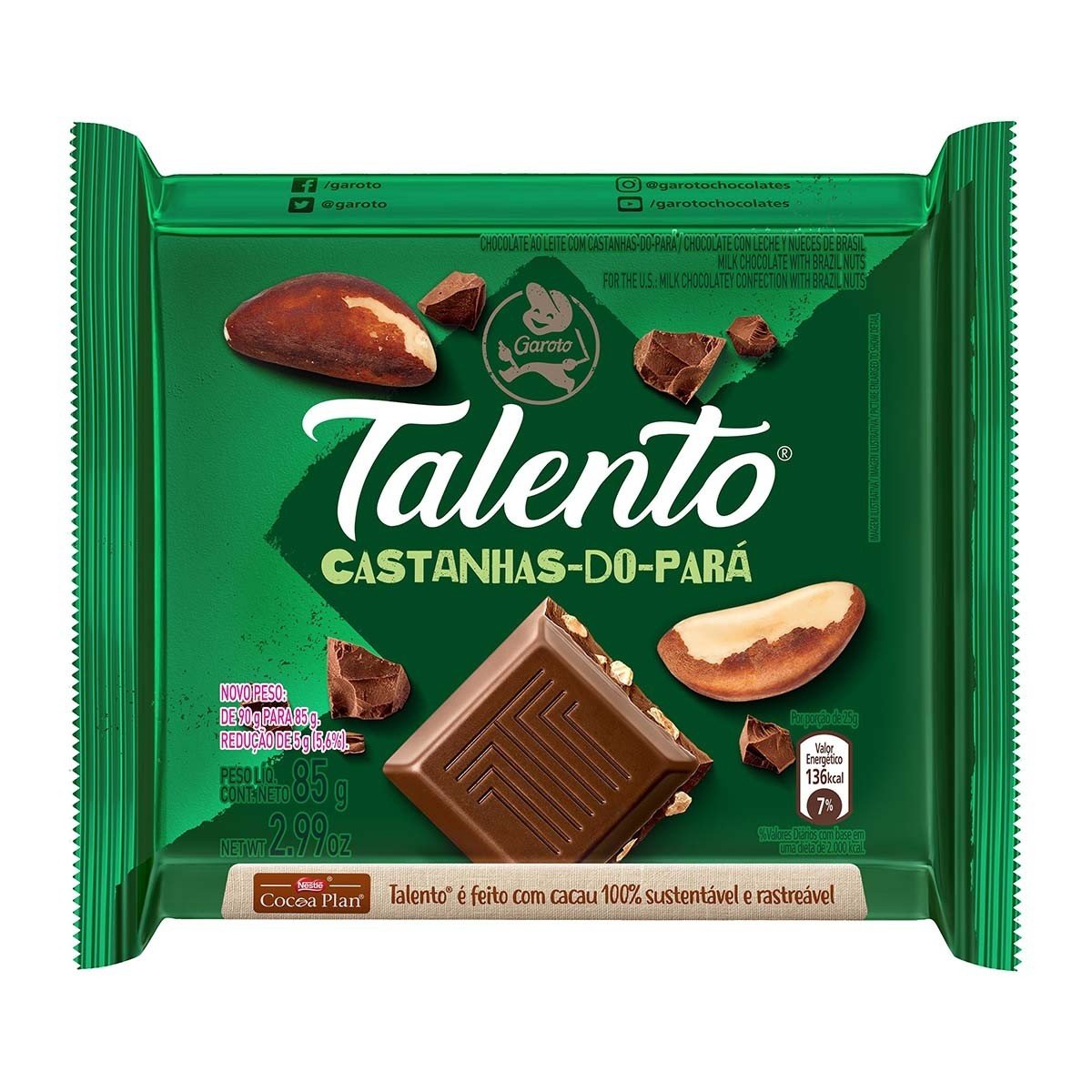 Comprar Barra De Chocolate Talento Castanha Do Par G